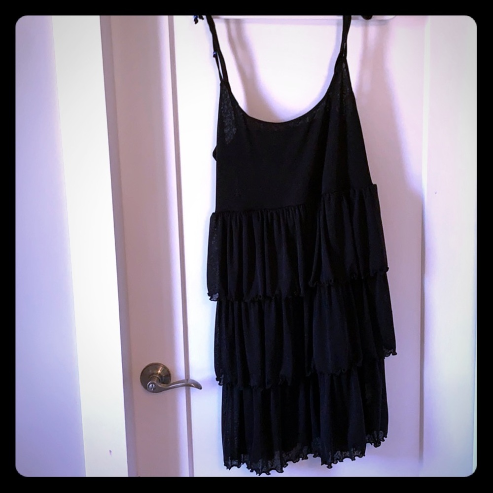 Black ruffle swim cover up